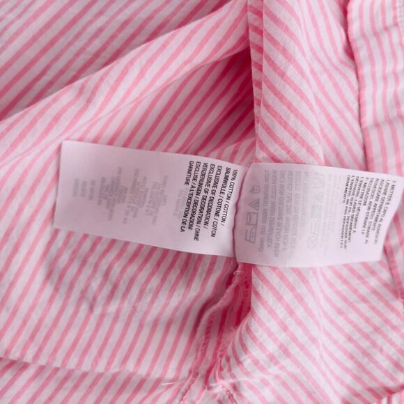 Quacker Factory Womens Floral Embroidered Button-Down Pink & White Striped Shirt - Picture 4 of 6